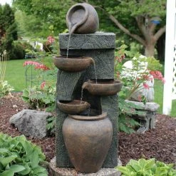 Sunnydaze Decor 39 in. Earthenware Pottery Stream Outdoor Water Cascading Fountain -Sunnydaze Decor Sales sunnydaze decor freestanding fountains lzh 034 31 1000
