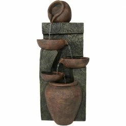 Sunnydaze Decor 39 in. Earthenware Pottery Stream Outdoor Water Cascading Fountain