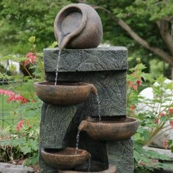 Sunnydaze Decor 39 in. Earthenware Pottery Stream Outdoor Water Cascading Fountain -Sunnydaze Decor Sales sunnydaze decor freestanding fountains lzh 034 76 1000