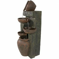 Sunnydaze Decor 39 in. Earthenware Pottery Stream Outdoor Water Cascading Fountain -Sunnydaze Decor Sales sunnydaze decor freestanding fountains lzh 034 c3 1000