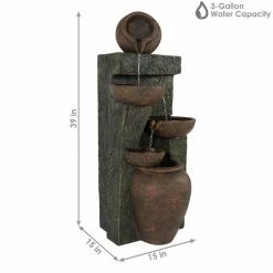 Sunnydaze Decor 39 in. Earthenware Pottery Stream Outdoor Water Cascading Fountain -Sunnydaze Decor Sales sunnydaze decor freestanding fountains lzh 034 fa 1000