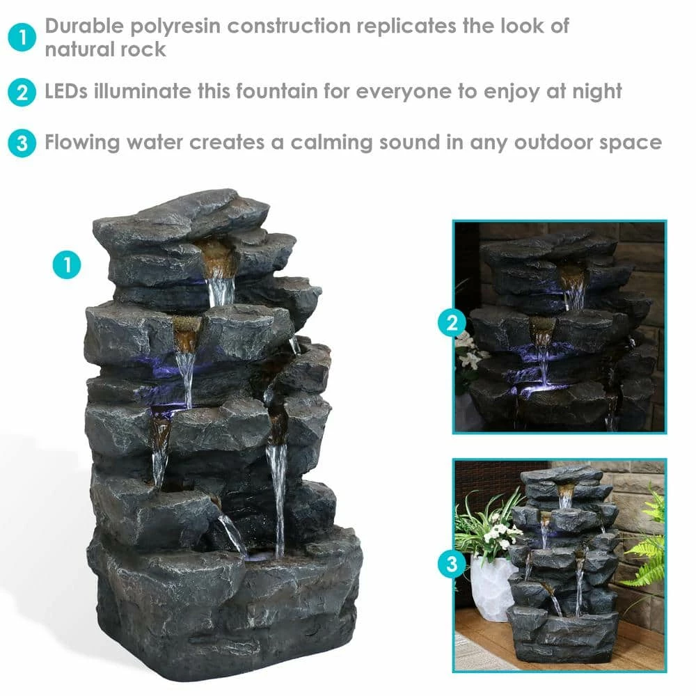 Sunnydaze Decor 24 in. Grotto Falls Cascading Water Fountain with LED Lights 2 Sunnydaze Decor 24 in. Grotto Falls Cascading Water Fountain with LED Lights - Image 2