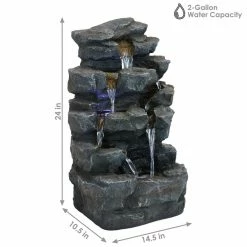 Sunnydaze Decor 24 in. Grotto Falls Cascading Water Fountain with LED Lights 15 Sunnydaze Decor 24 in. Grotto Falls Cascading Water Fountain with LED Lights -Sunnydaze Decor Sales sunnydaze decor freestanding fountains qc 236 1f 1000