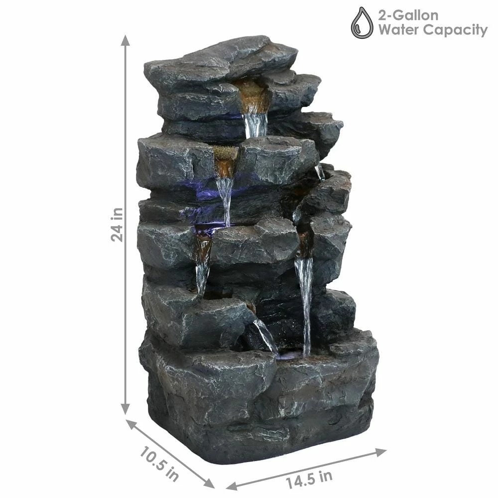 Sunnydaze Decor 24 in. Grotto Falls Cascading Water Fountain with LED Lights 6 Sunnydaze Decor 24 in. Grotto Falls Cascading Water Fountain with LED Lights - Image 6
