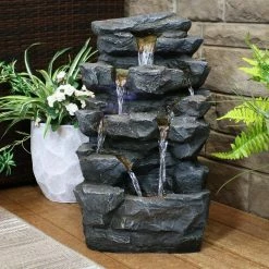 Sunnydaze Decor 24 in. Grotto Falls Cascading Water Fountain with LED Lights 19 Sunnydaze Decor 24 in. Grotto Falls Cascading Water Fountain with LED Lights -Sunnydaze Decor Sales sunnydaze decor freestanding fountains qc 236 31 1000