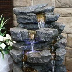 Sunnydaze Decor 24 in. Grotto Falls Cascading Water Fountain with LED Lights 16 Sunnydaze Decor 24 in. Grotto Falls Cascading Water Fountain with LED Lights -Sunnydaze Decor Sales sunnydaze decor freestanding fountains qc 236 44 1000