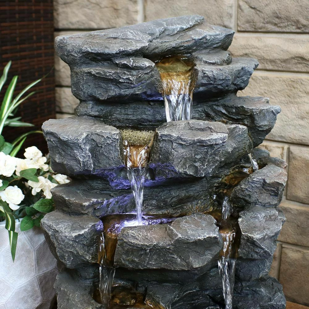 Sunnydaze Decor 24 in. Grotto Falls Cascading Water Fountain with LED Lights 7 Sunnydaze Decor 24 in. Grotto Falls Cascading Water Fountain with LED Lights - Image 7