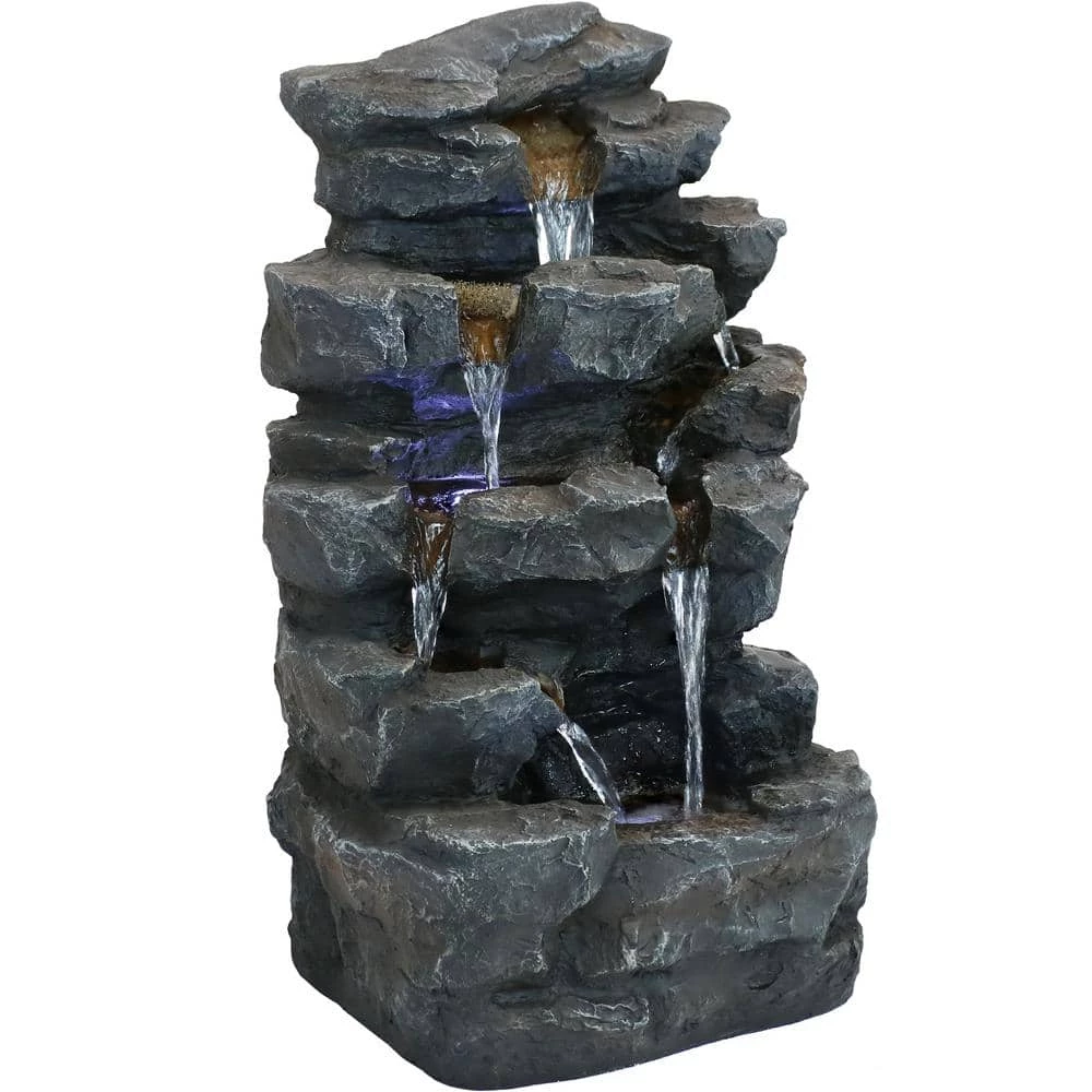 Sunnydaze Decor 24 in. Grotto Falls Cascading Water Fountain with LED Lights 1 Sunnydaze Decor 24 in. Grotto Falls Cascading Water Fountain with LED Lights