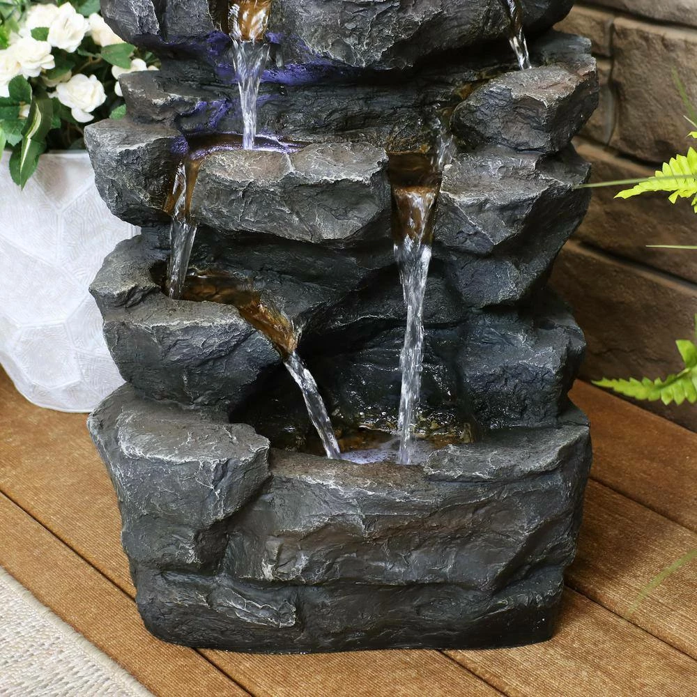 Sunnydaze Decor 24 in. Grotto Falls Cascading Water Fountain with LED Lights 9 Sunnydaze Decor 24 in. Grotto Falls Cascading Water Fountain with LED Lights - Image 9