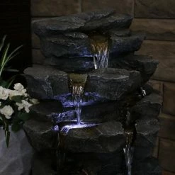 Sunnydaze Decor 24 in. Grotto Falls Cascading Water Fountain with LED Lights 17 Sunnydaze Decor 24 in. Grotto Falls Cascading Water Fountain with LED Lights -Sunnydaze Decor Sales sunnydaze decor freestanding fountains qc 236 fa 1000