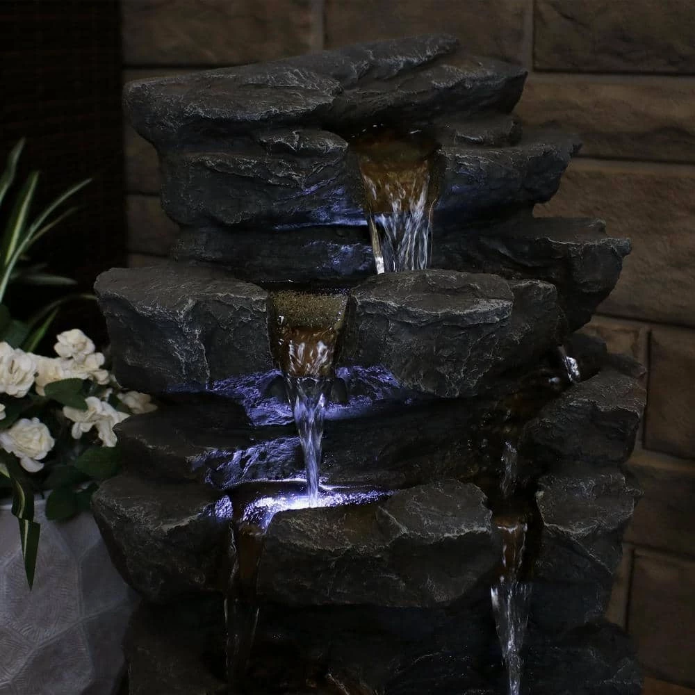 Sunnydaze Decor 24 in. Grotto Falls Cascading Water Fountain with LED Lights 8 Sunnydaze Decor 24 in. Grotto Falls Cascading Water Fountain with LED Lights - Image 8