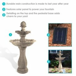 Sunnydaze Decor 45 in. 2-Tier Earth Arcade Solar with Battery Backup Tiered Fountain with LED Light -Sunnydaze Decor Sales sunnydaze decor freestanding fountains sl 0213 76 1000