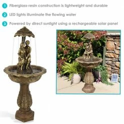 Sunnydaze Decor 43 in. Lovers Umbrella Solar with Battery Backup Outdoor Cascade Water Fountain with LED Lights (4-Pieces) -Sunnydaze Decor Sales sunnydaze decor freestanding fountains sl 0241 1f 1000