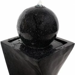 Sunnydaze Decor 29-3/4 in. Black Ball Solar with Battery Backup Outdoor Cascade Fountain with LED Light (3-Pieces) -Sunnydaze Decor Sales sunnydaze decor freestanding fountains sl 0250 blk 1f 1000