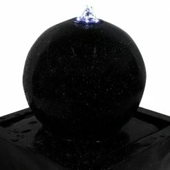 Sunnydaze Decor 29-3/4 in. Black Ball Solar with Battery Backup Outdoor Cascade Fountain with LED Light (3-Pieces) -Sunnydaze Decor Sales sunnydaze decor freestanding fountains sl 0250 blk 66 1000