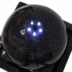 Sunnydaze Decor 29-3/4 in. Black Ball Solar with Battery Backup Outdoor Cascade Fountain with LED Light (3-Pieces) -Sunnydaze Decor Sales sunnydaze decor freestanding fountains sl 0250 blk fa 1000