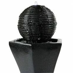 Sunnydaze Decor 31 in. Black Pedestal and Ball Solar with Battery Backup Outdoor Cascade Water Fountain (3-Pieces) -Sunnydaze Decor Sales sunnydaze decor freestanding fountains sl 0407b 1f 1000