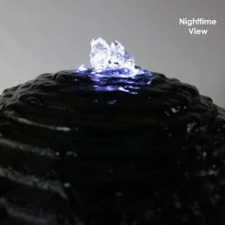 Sunnydaze Decor 31 in. Black Pedestal and Ball Solar with Battery Backup Outdoor Cascade Water Fountain (3-Pieces) -Sunnydaze Decor Sales sunnydaze decor freestanding fountains sl 0407b 44 1000