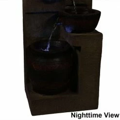 Sunnydaze Decor 30 in. Terra Bowls Solar with Battery Backup Outdoor Tiered Water Fountain with LED Light (4-Pieces) -Sunnydaze Decor Sales sunnydaze decor freestanding fountains sl 0415 1f 1000