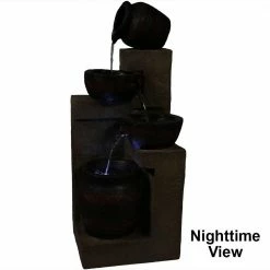 Sunnydaze Decor 30 in. Terra Bowls Solar with Battery Backup Outdoor Tiered Water Fountain with LED Light (4-Pieces) -Sunnydaze Decor Sales sunnydaze decor freestanding fountains sl 0415 c3 1000