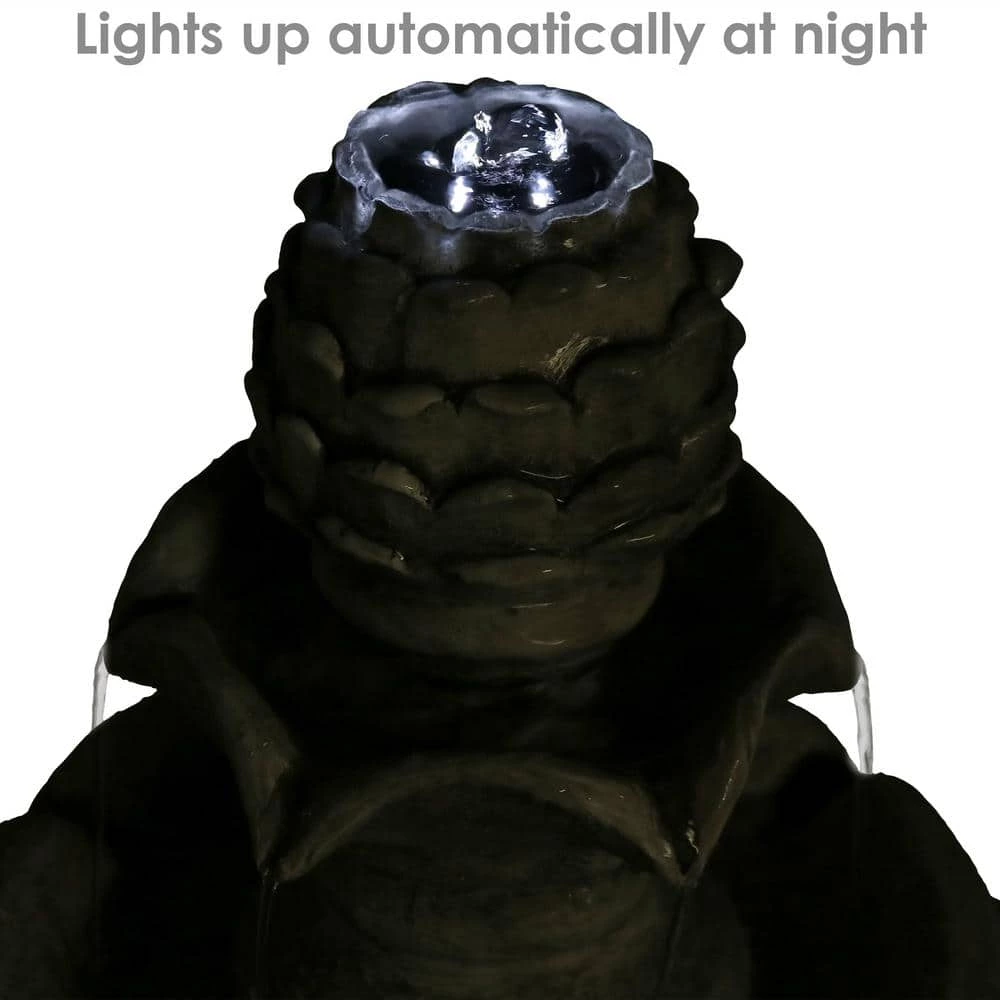 Sunnydaze Decor 42 in. White Ornate Elegance Tiered Outdoor Solar Water Fountain with Backup Battery and LED Light 4 Sunnydaze Decor 42 in. White Ornate Elegance Tiered Outdoor Solar Water Fountain with Backup Battery and LED Light - Image 4