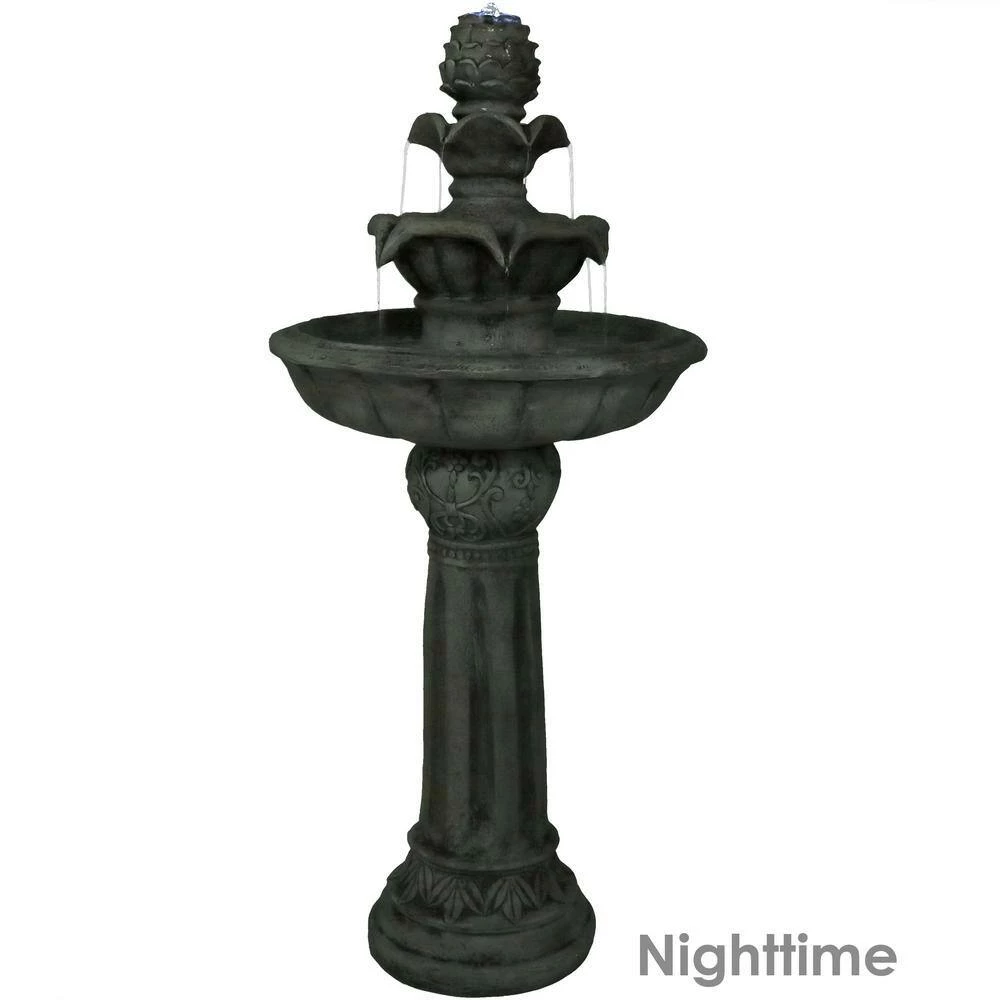 Sunnydaze Decor 42 in. White Ornate Elegance Tiered Outdoor Solar Water Fountain with Backup Battery and LED Light 5 Sunnydaze Decor 42 in. White Ornate Elegance Tiered Outdoor Solar Water Fountain with Backup Battery and LED Light - Image 5