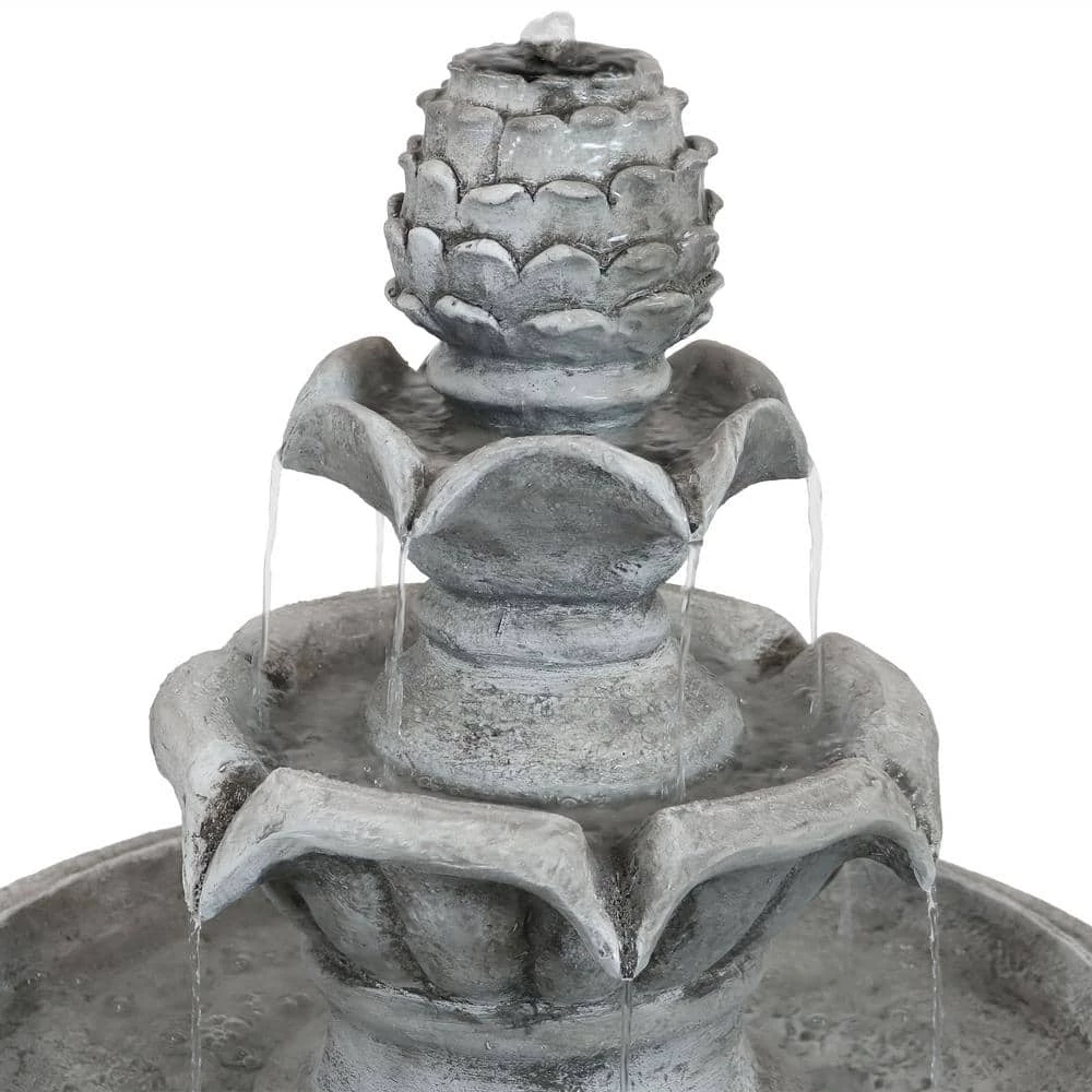 Sunnydaze Decor 42 in. White Ornate Elegance Tiered Outdoor Solar Water Fountain with Backup Battery and LED Light 3 Sunnydaze Decor 42 in. White Ornate Elegance Tiered Outdoor Solar Water Fountain with Backup Battery and LED Light - Image 3