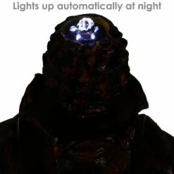 Sunnydaze Decor 42 in. Ornate Elegance Tiered Outdoor Solar Water Fountain in Rustic Finish with Battery Backup and LED Light -Sunnydaze Decor Sales sunnydaze decor freestanding fountains sl 474 44 1000