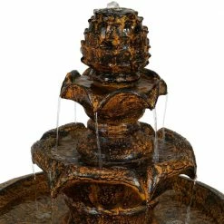 Sunnydaze Decor 42 in. Ornate Elegance Tiered Outdoor Solar Water Fountain in Rustic Finish with Battery Backup and LED Light -Sunnydaze Decor Sales sunnydaze decor freestanding fountains sl 474 4f 1000