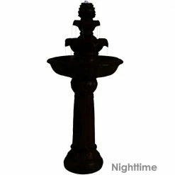 Sunnydaze Decor 42 in. Ornate Elegance Tiered Outdoor Solar Water Fountain in Rustic Finish with Battery Backup and LED Light -Sunnydaze Decor Sales sunnydaze decor freestanding fountains sl 474 fa 1000