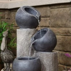 Sunnydaze Decor 31 in. Tiered Cascading Cups Solar Fountain with Battery Backup -Sunnydaze Decor Sales sunnydaze decor freestanding fountains sl 598 44 1000