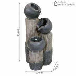 Sunnydaze Decor 31 in. Tiered Cascading Cups Solar Fountain with Battery Backup -Sunnydaze Decor Sales sunnydaze decor freestanding fountains sl 598 4f 1000