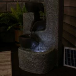 Sunnydaze Decor 29 in. Aged Tiered Vessels Solar Fountain with Battery Backup 11 Sunnydaze Decor 29 in. Aged Tiered Vessels Solar Fountain with Battery Backup -Sunnydaze Decor Sales sunnydaze decor freestanding fountains sl 604 1f 1000