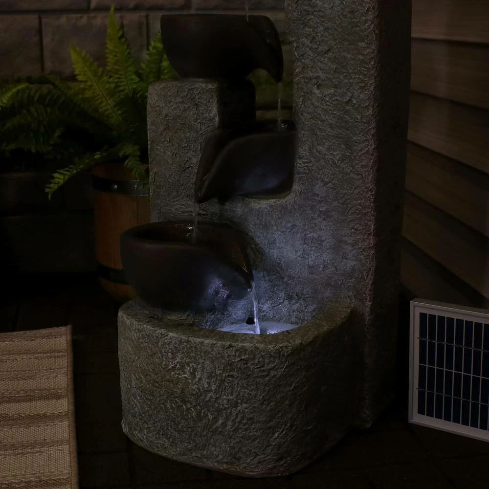 Sunnydaze Decor 29 in. Aged Tiered Vessels Solar Fountain with Battery Backup 4 Sunnydaze Decor 29 in. Aged Tiered Vessels Solar Fountain with Battery Backup - Image 4