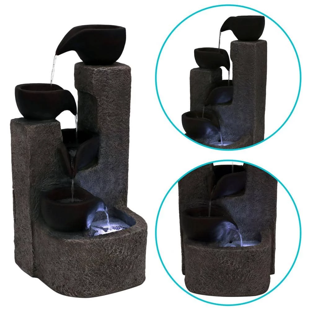 Sunnydaze Decor 29 in. Aged Tiered Vessels Solar Fountain with Battery Backup 5 Sunnydaze Decor 29 in. Aged Tiered Vessels Solar Fountain with Battery Backup - Image 5