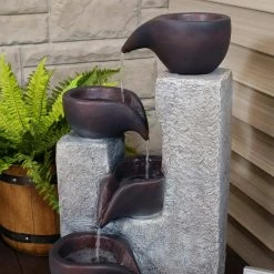 Sunnydaze Decor 29 in. Aged Tiered Vessels Solar Fountain with Battery Backup 10 Sunnydaze Decor 29 in. Aged Tiered Vessels Solar Fountain with Battery Backup -Sunnydaze Decor Sales sunnydaze decor freestanding fountains sl 604 4f 1000