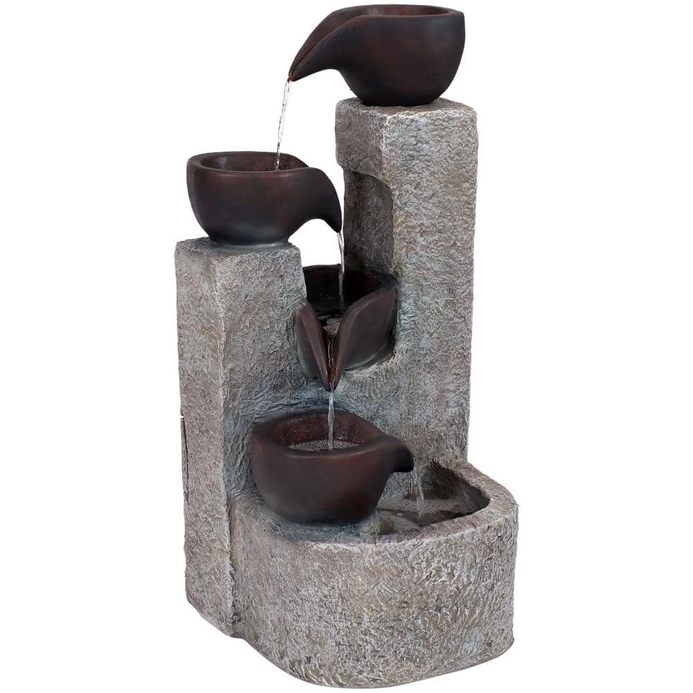 Sunnydaze Decor 29 in. Aged Tiered Vessels Solar Fountain with Battery Backup 1 Sunnydaze Decor 29 in. Aged Tiered Vessels Solar Fountain with Battery Backup