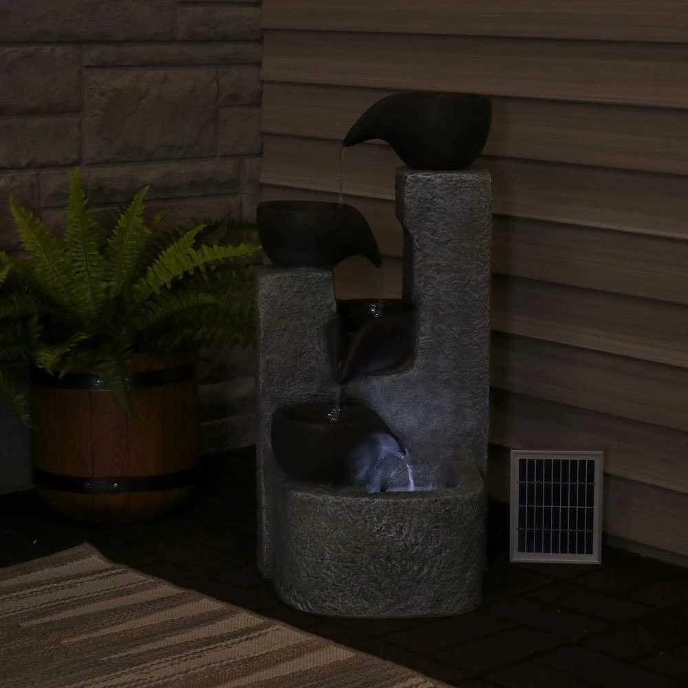 Sunnydaze Decor 29 in. Aged Tiered Vessels Solar Fountain with Battery Backup 7 Sunnydaze Decor 29 in. Aged Tiered Vessels Solar Fountain with Battery Backup - Image 7