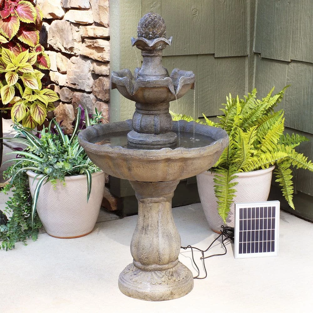 Sunnydaze Decor 33 in. 2-Tier Pineapple Solar with Battery Backup Outdoor Tiered Water Fountain (7-Pieces) 5 Sunnydaze Decor 33 in. 2-Tier Pineapple Solar with Battery Backup Outdoor Tiered Water Fountain (7-Pieces) - Image 5
