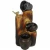 Sunnydaze Decor 30 in. Log and Buckets Solar with Battery Backup Cascading Water Fountain