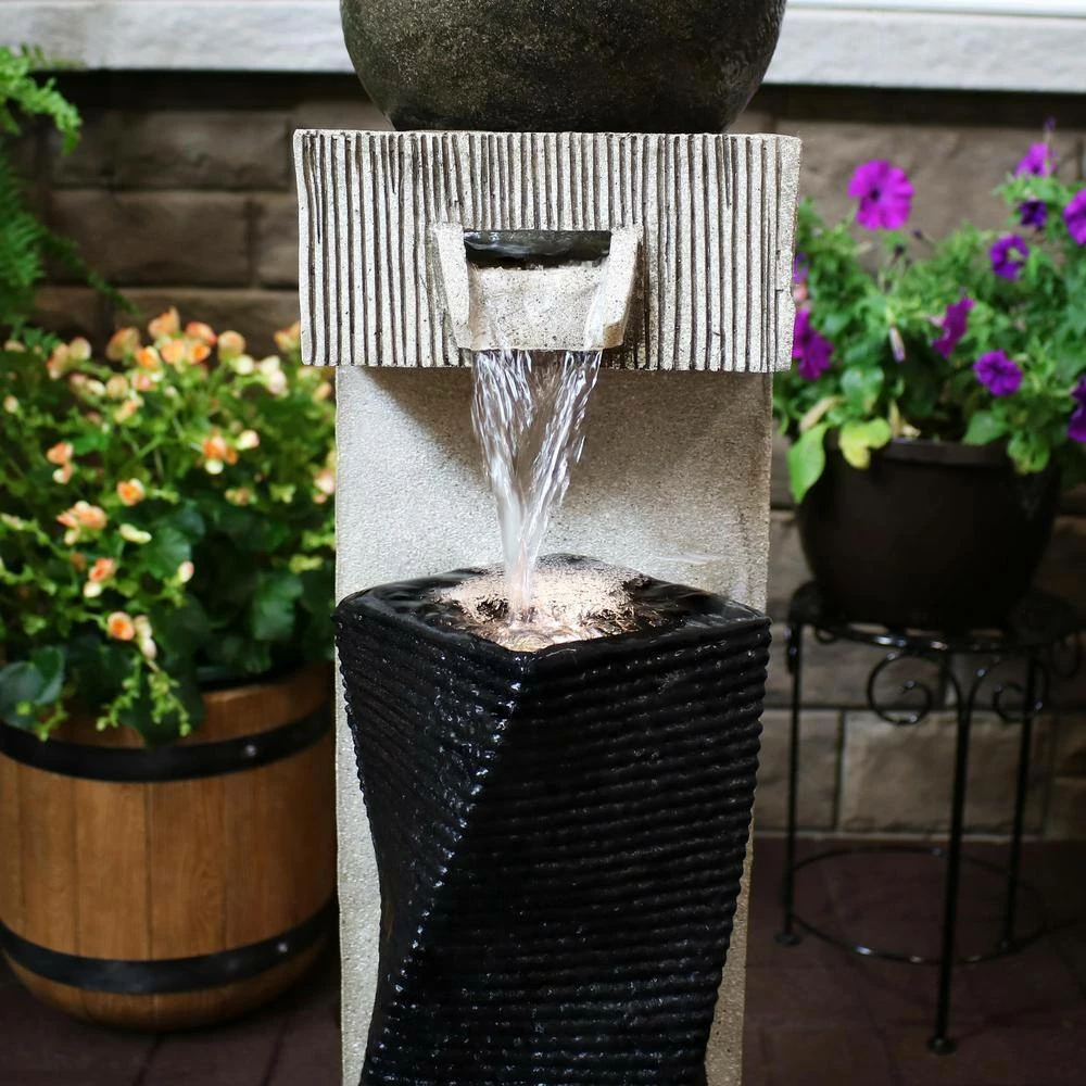 Sunnydaze Decor 35 in. Modern Vogue Outdoor Cascading Fountain with LED Lights 6 Sunnydaze Decor 35 in. Modern Vogue Outdoor Cascading Fountain with LED Lights - Image 6