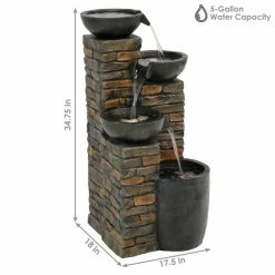 Sunnydaze Decor 34 in. Staggered Bowls Tiered Outdoor Water Fountain with LED Lights 11 Sunnydaze Decor 34 in. Staggered Bowls Tiered Outdoor Water Fountain with LED Lights -Sunnydaze Decor Sales sunnydaze decor freestanding fountains sss 244 1f 1000