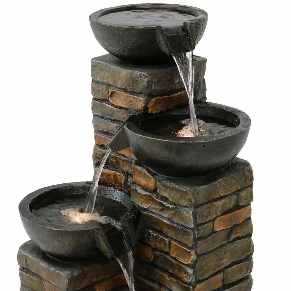 Sunnydaze Decor 34 in. Staggered Bowls Tiered Outdoor Water Fountain with LED Lights 5 Sunnydaze Decor 34 in. Staggered Bowls Tiered Outdoor Water Fountain with LED Lights - Image 5