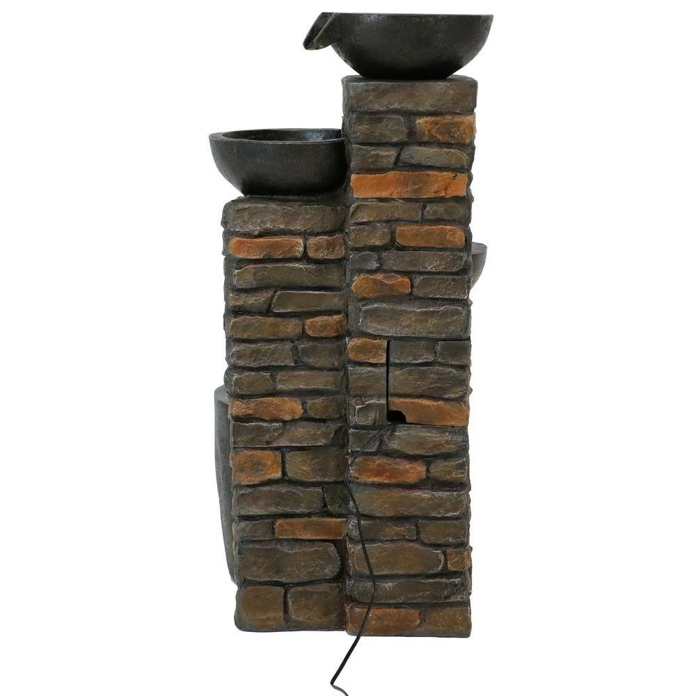 Sunnydaze Decor 34 in. Staggered Bowls Tiered Outdoor Water Fountain with LED Lights 7 Sunnydaze Decor 34 in. Staggered Bowls Tiered Outdoor Water Fountain with LED Lights - Image 7