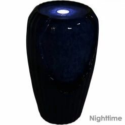 Sunnydaze Decor 22 in. Blue Ceramic Vase Outdoor Water Fountain with LED Lights -Sunnydaze Decor Sales sunnydaze decor freestanding fountains sss 313 1f 1000