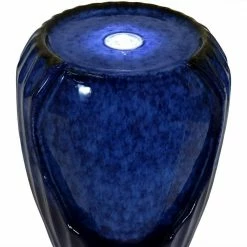 Sunnydaze Decor 22 in. Blue Ceramic Vase Outdoor Water Fountain with LED Lights -Sunnydaze Decor Sales sunnydaze decor freestanding fountains sss 313 44 1000