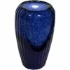 Sunnydaze Decor 22 in. Blue Ceramic Vase Outdoor Water Fountain with LED Lights