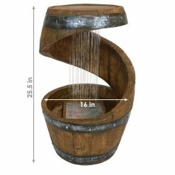 Sunnydaze Decor 25 in. Spiraling Barrel Outdoor Cascading Water Fountain with LED Lights -Sunnydaze Decor Sales sunnydaze decor freestanding fountains sss 320 44 1000