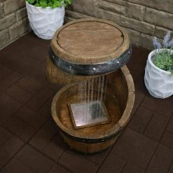 Sunnydaze Decor 25 in. Spiraling Barrel Outdoor Cascading Water Fountain with LED Lights -Sunnydaze Decor Sales sunnydaze decor freestanding fountains sss 320 4f 1000