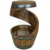 Sunnydaze Decor 25 in. Spiraling Barrel Outdoor Cascading Water Fountain with LED Lights